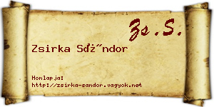 Zsirka Sándor névjegykártya